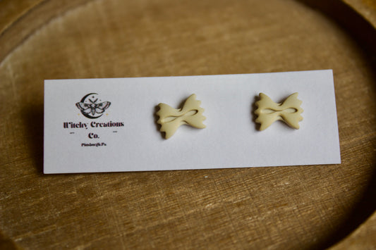 Bowtie Pasta Polymer Clay Stud Earrings