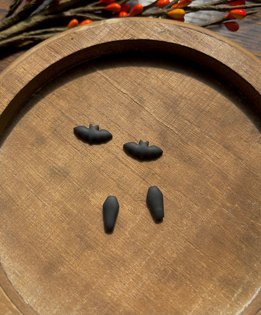 Bats & Coffin Polymer Clay Stud Earrings