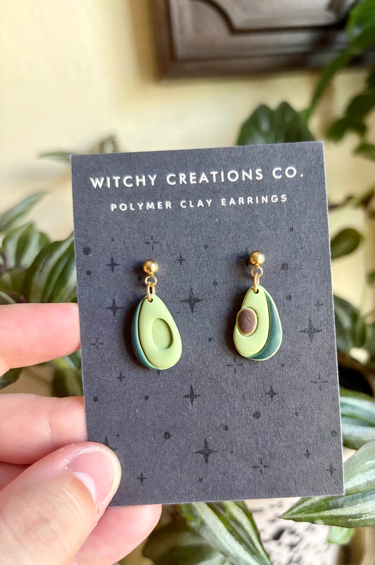 Avocado Dangle Polymer Clay Earrings