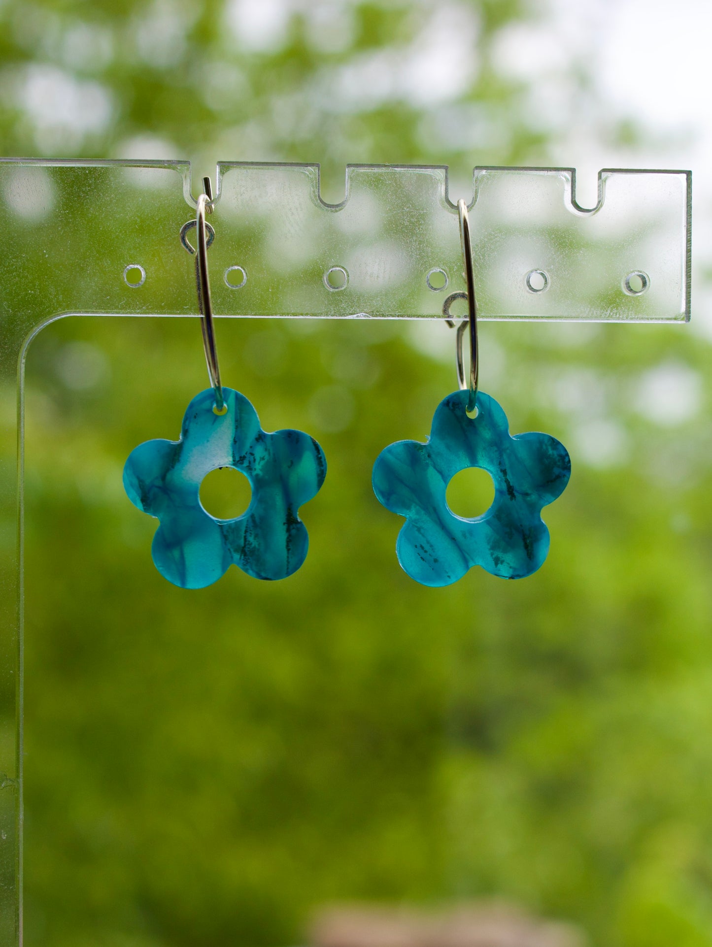Mermaid Daisy Gold Hoop Polymer Clay Earrings