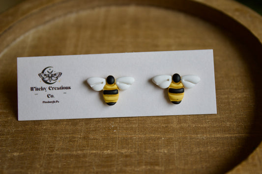 Bee Polymer Clay Stud Earrings