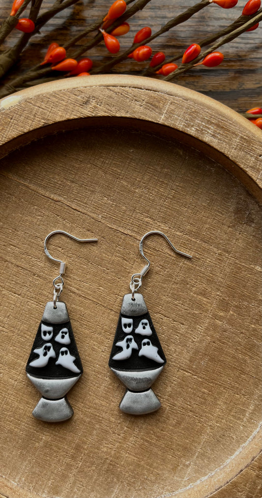 Ghost Lava-lamp Polymer Clay Dangle Earrings
