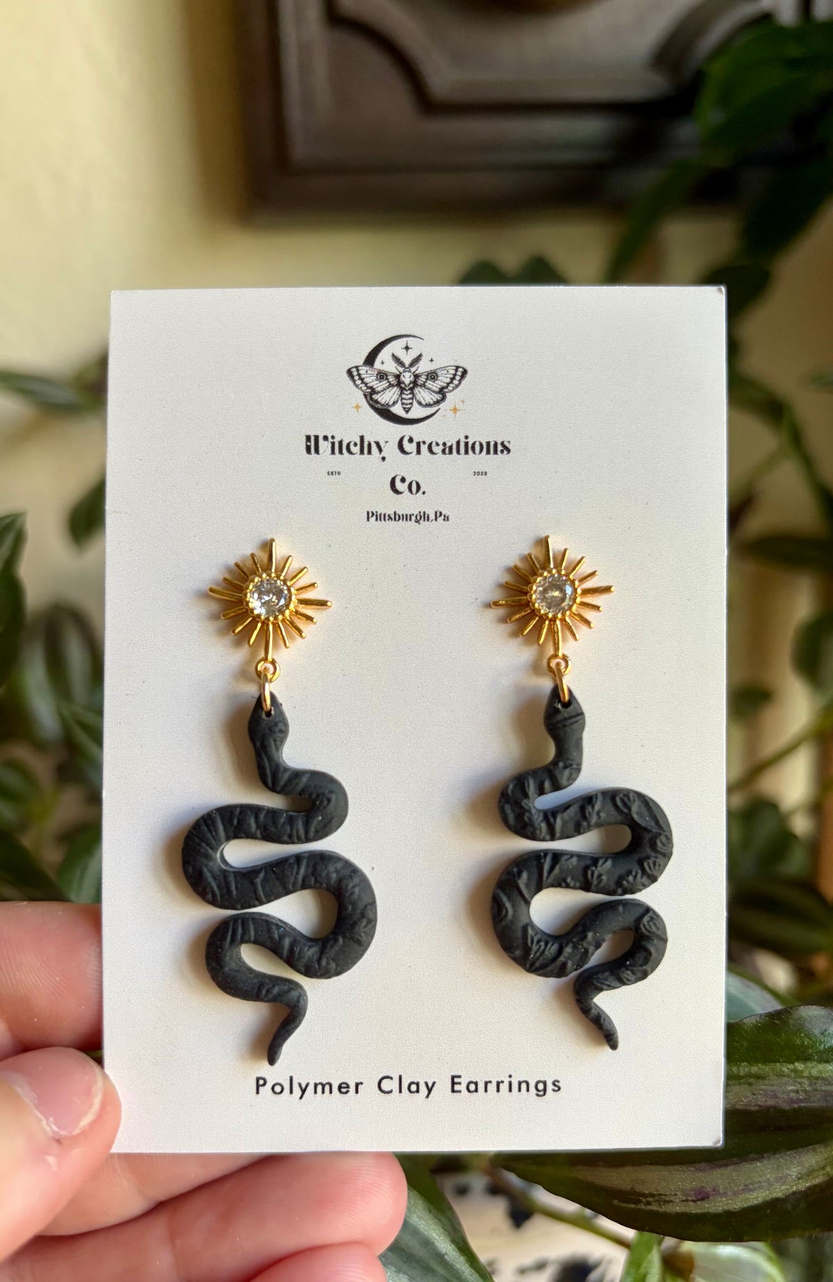 Pattern Snake Dangle Polymer Clay Earrings