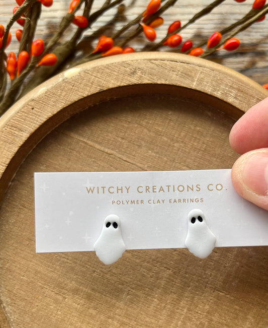 Tiny Ghost Polymer Clay Stud Earrings
