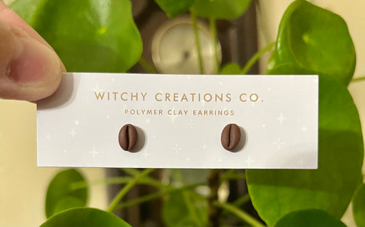 Coffee Bean Micro Polymer Clay Stud Earrings