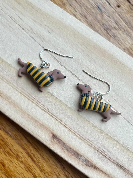 “Pittsburgh” Weenie Dog Polymer Clay Earrings