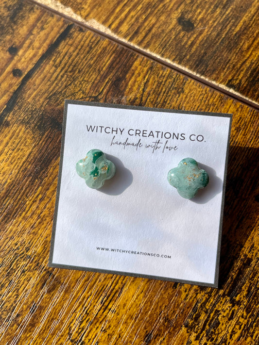 “Moss Agate” Polymer Clay Stud Earrings