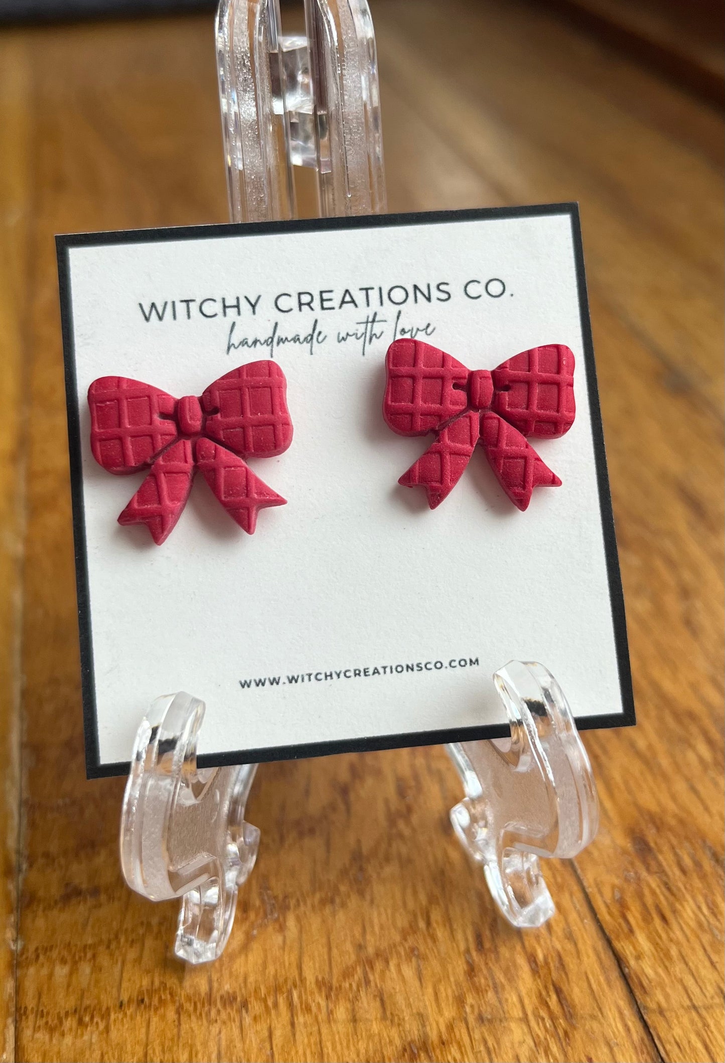 Textured Bow Stud Clay Earrings