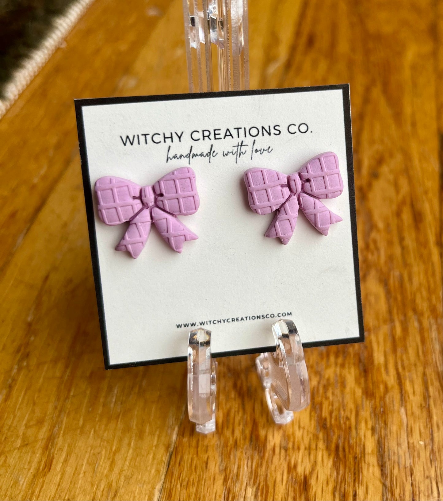 Textured Bow Stud Clay Earrings