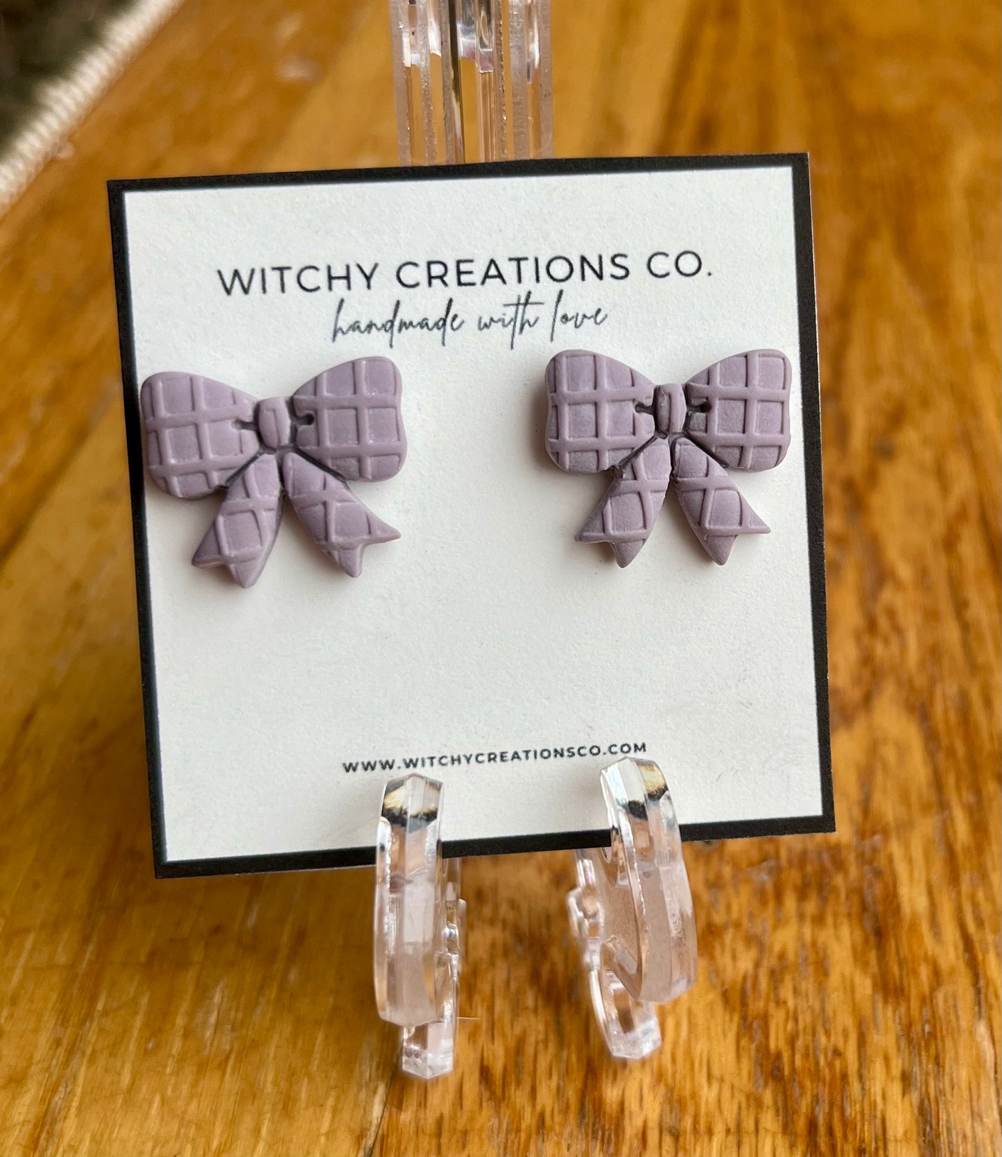 Textured Bow Stud Clay Earrings
