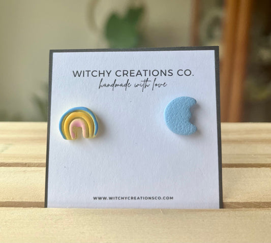 Marshmallow Charm Polymer Clay Stud Earrings