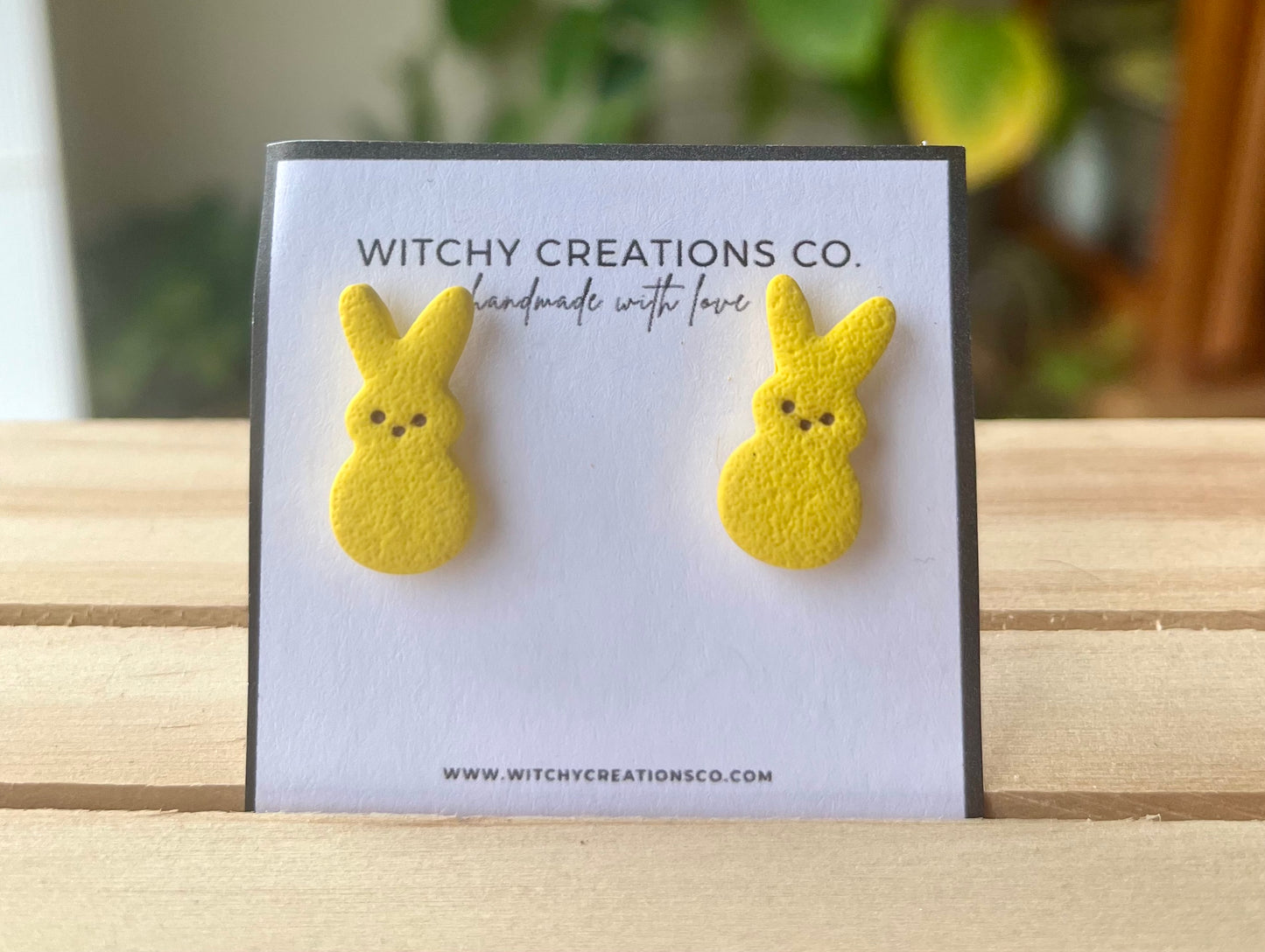 Neon Mallow Bunny Polymer Clay Stud Earrings