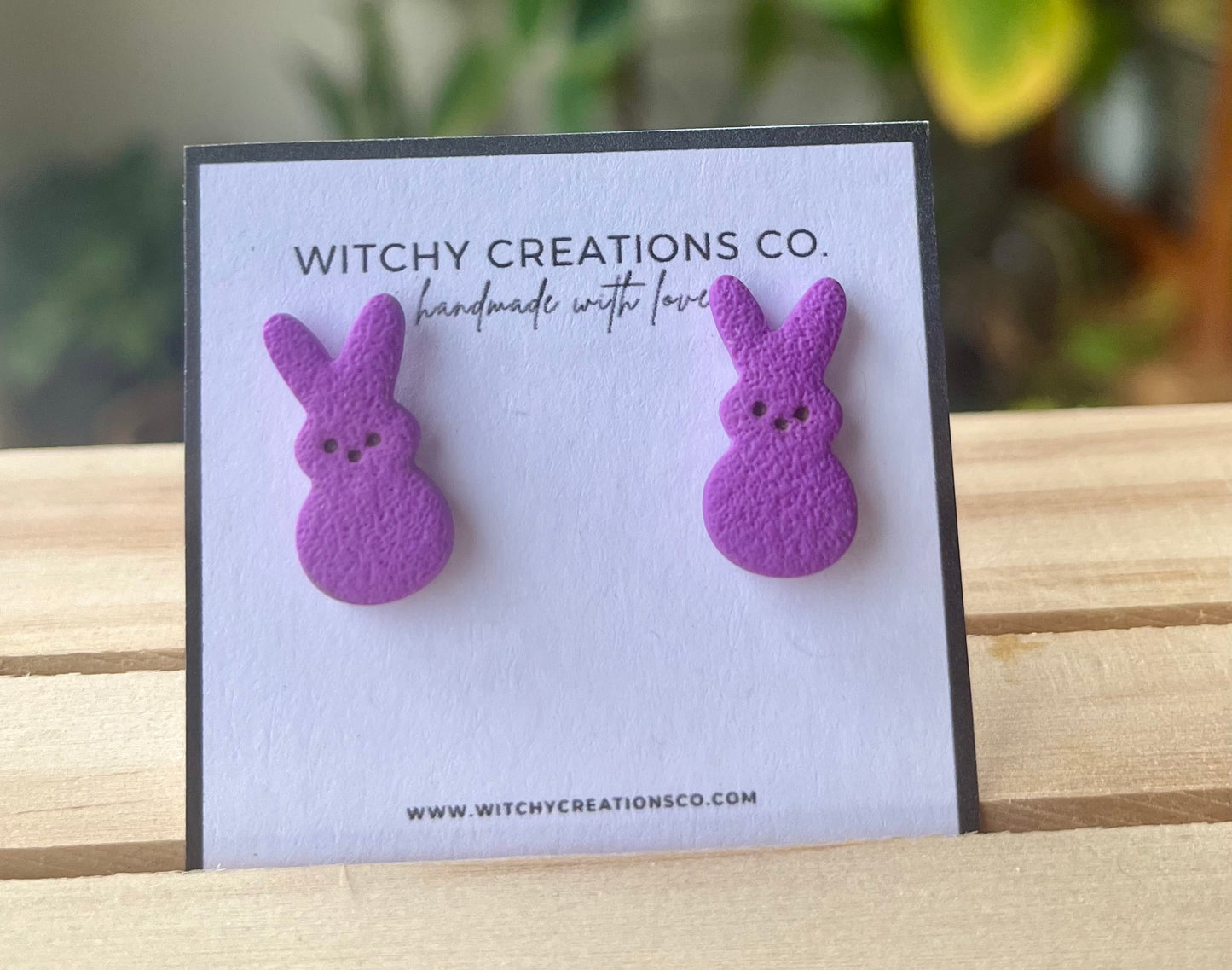 Neon Mallow Bunny Polymer Clay Stud Earrings