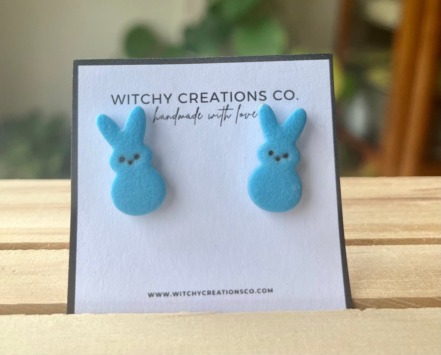 Neon Mallow Bunny Polymer Clay Stud Earrings