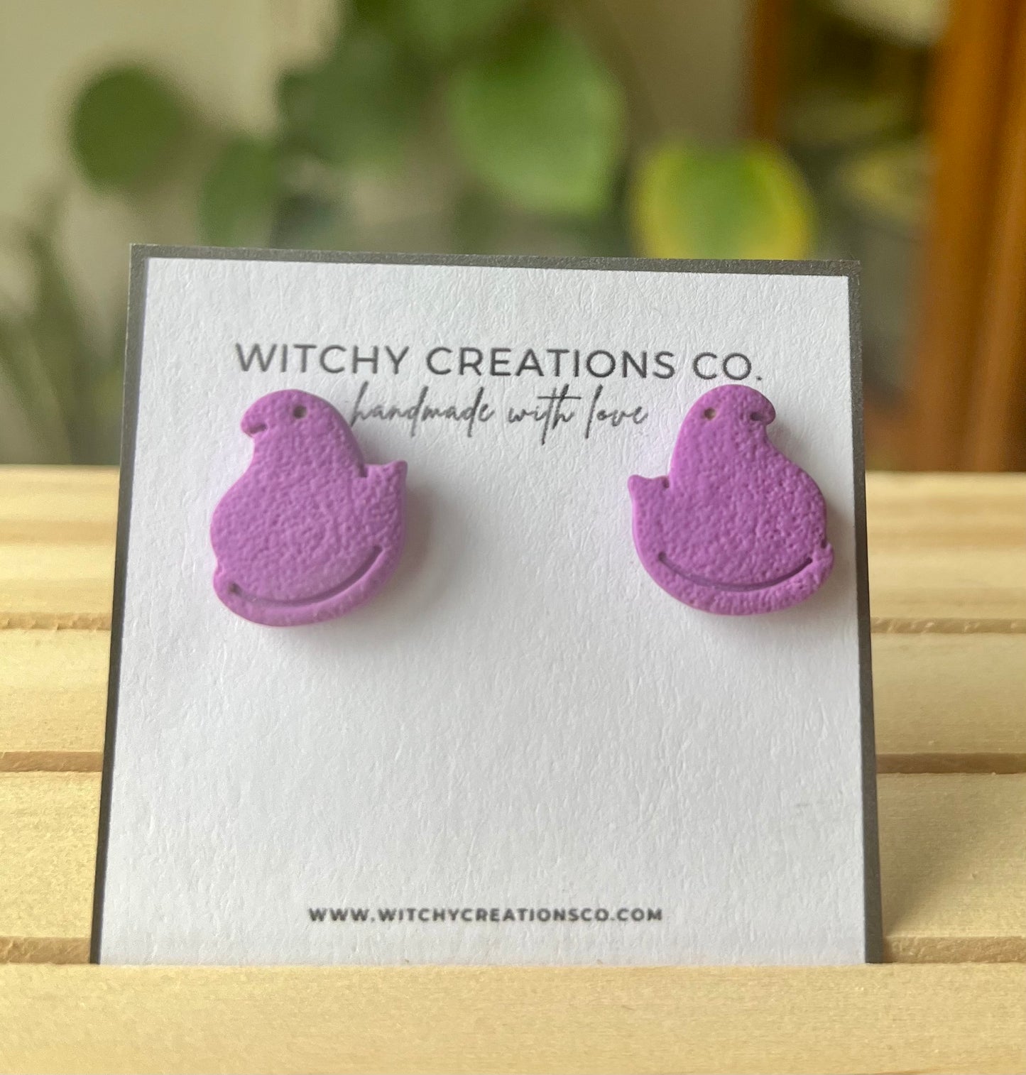 Neon Mallow Peeps Polymer Clay Stud Earrings