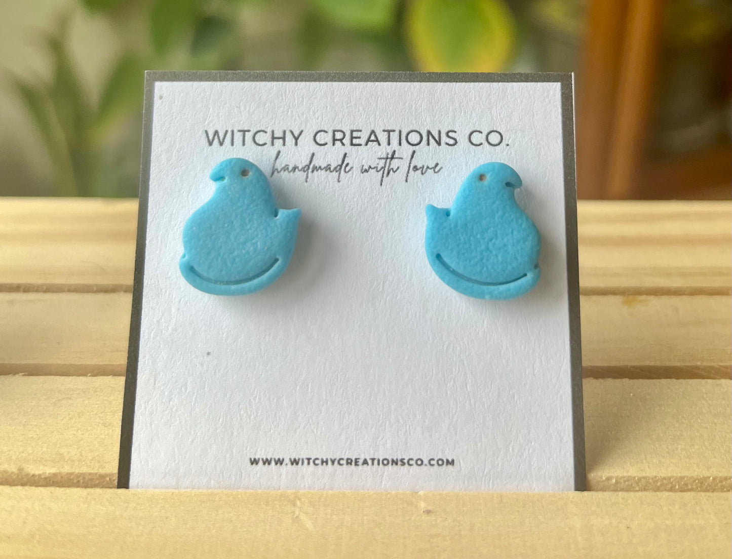 Neon Mallow Peeps Polymer Clay Stud Earrings
