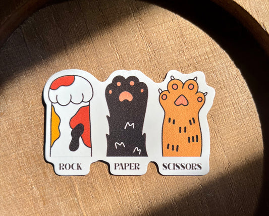 Rock,Paper,Scissors Cat Paws Vinyl Waterproof Sticker